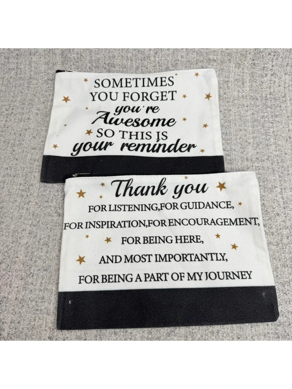 New Inspirational Thank You Zipper Pouch Makeup Cosmetic Bag Gift Black White
